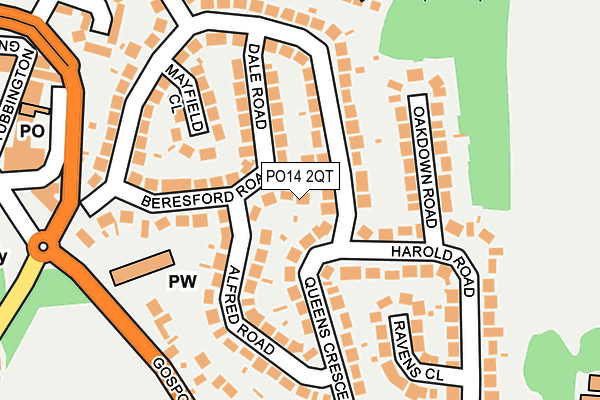 PO14 2QT map - OS OpenMap – Local (Ordnance Survey)