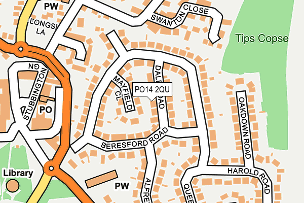 PO14 2QU map - OS OpenMap – Local (Ordnance Survey)