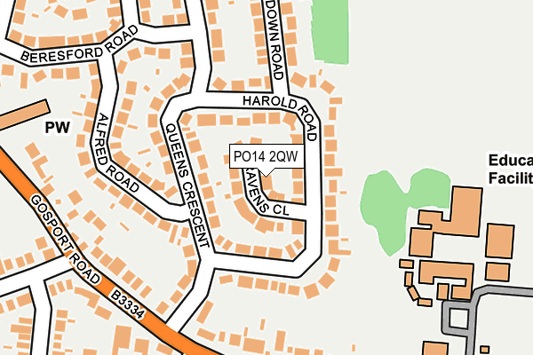 PO14 2QW map - OS OpenMap – Local (Ordnance Survey)