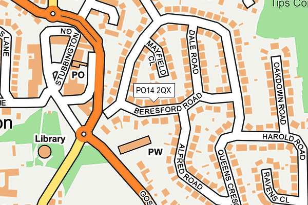 PO14 2QX map - OS OpenMap – Local (Ordnance Survey)