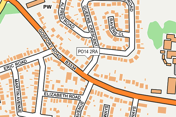PO14 2RA map - OS OpenMap – Local (Ordnance Survey)