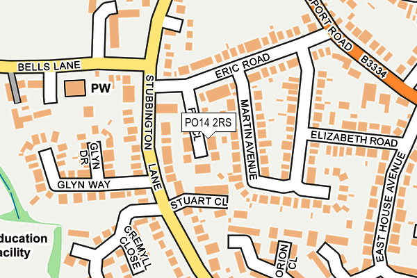 PO14 2RS map - OS OpenMap – Local (Ordnance Survey)