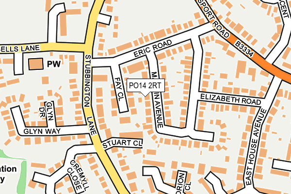 PO14 2RT map - OS OpenMap – Local (Ordnance Survey)