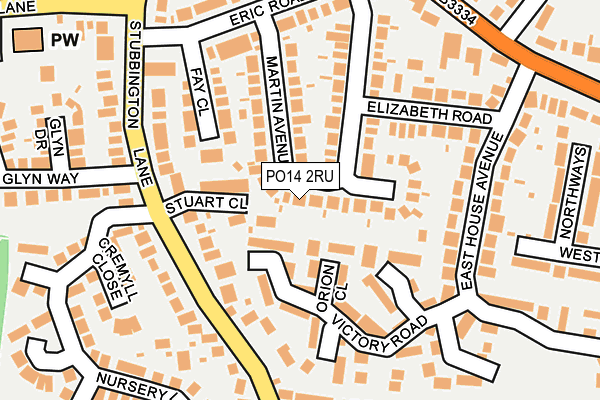 PO14 2RU map - OS OpenMap – Local (Ordnance Survey)