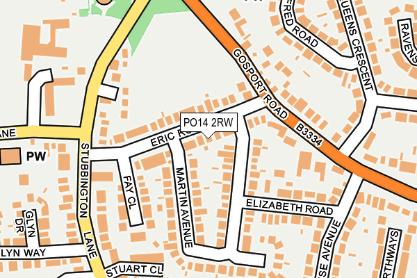 PO14 2RW map - OS OpenMap – Local (Ordnance Survey)