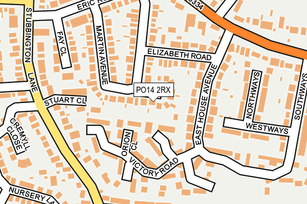 PO14 2RX map - OS OpenMap – Local (Ordnance Survey)