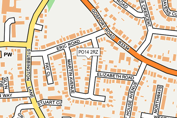 PO14 2RZ map - OS OpenMap – Local (Ordnance Survey)