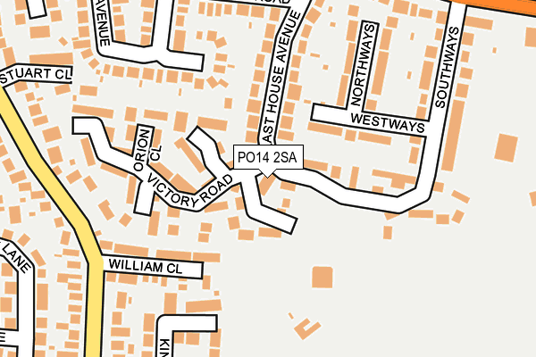 PO14 2SA map - OS OpenMap – Local (Ordnance Survey)