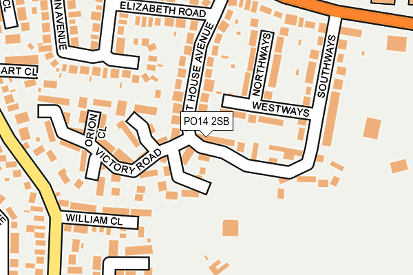 PO14 2SB map - OS OpenMap – Local (Ordnance Survey)