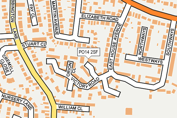 PO14 2SF map - OS OpenMap – Local (Ordnance Survey)