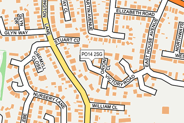 PO14 2SG map - OS OpenMap – Local (Ordnance Survey)