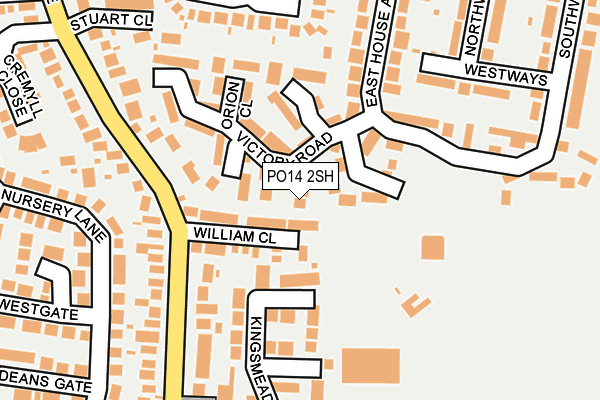 PO14 2SH map - OS OpenMap – Local (Ordnance Survey)