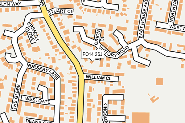 PO14 2SJ map - OS OpenMap – Local (Ordnance Survey)
