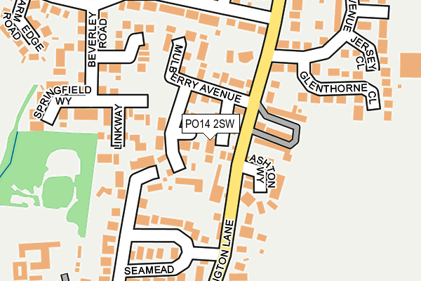 PO14 2SW map - OS OpenMap – Local (Ordnance Survey)