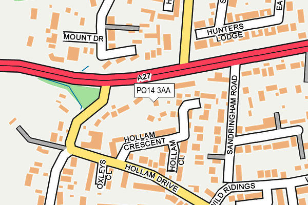 PO14 3AA map - OS OpenMap – Local (Ordnance Survey)