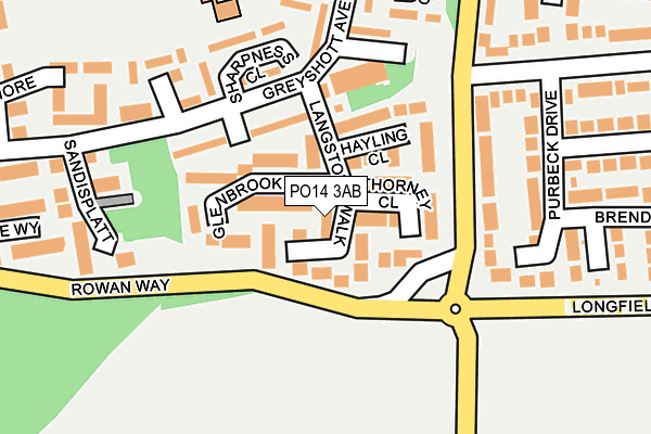 PO14 3AB map - OS OpenMap – Local (Ordnance Survey)