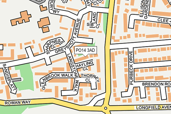 PO14 3AD map - OS OpenMap – Local (Ordnance Survey)