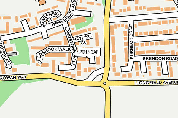 PO14 3AF map - OS OpenMap – Local (Ordnance Survey)