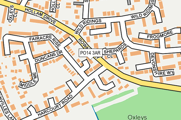 PO14 3AR map - OS OpenMap – Local (Ordnance Survey)