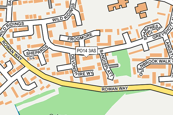 PO14 3AS map - OS OpenMap – Local (Ordnance Survey)