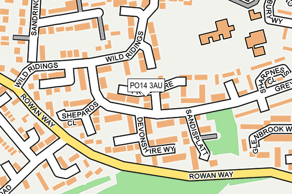PO14 3AU map - OS OpenMap – Local (Ordnance Survey)