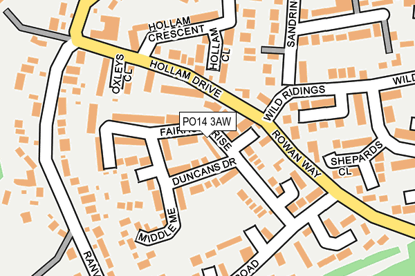 PO14 3AW map - OS OpenMap – Local (Ordnance Survey)