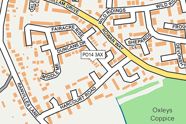 PO14 3AX map - OS OpenMap – Local (Ordnance Survey)