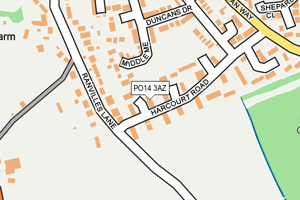 PO14 3AZ map - OS OpenMap – Local (Ordnance Survey)
