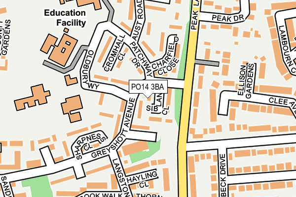 PO14 3BA map - OS OpenMap – Local (Ordnance Survey)