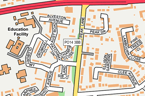 PO14 3BB map - OS OpenMap – Local (Ordnance Survey)