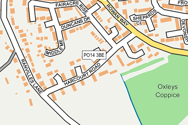 PO14 3BE map - OS OpenMap – Local (Ordnance Survey)