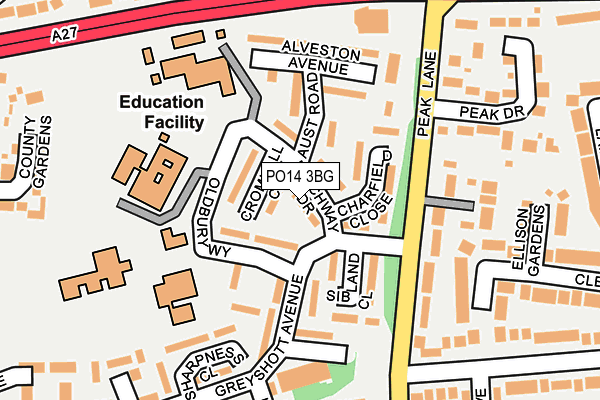 PO14 3BG map - OS OpenMap – Local (Ordnance Survey)