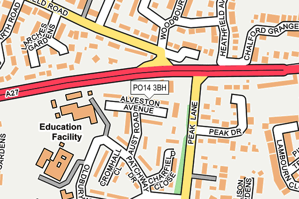 PO14 3BH map - OS OpenMap – Local (Ordnance Survey)