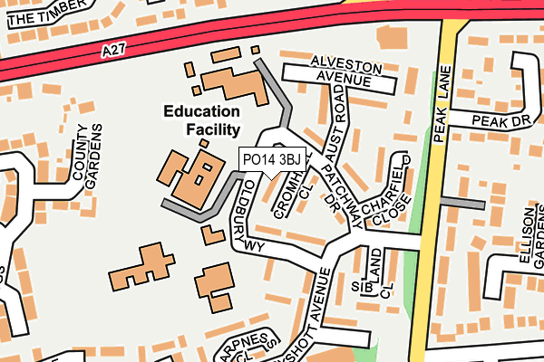 PO14 3BJ map - OS OpenMap – Local (Ordnance Survey)