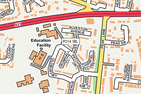 PO14 3BL map - OS OpenMap – Local (Ordnance Survey)