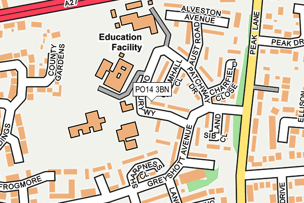 PO14 3BN map - OS OpenMap – Local (Ordnance Survey)