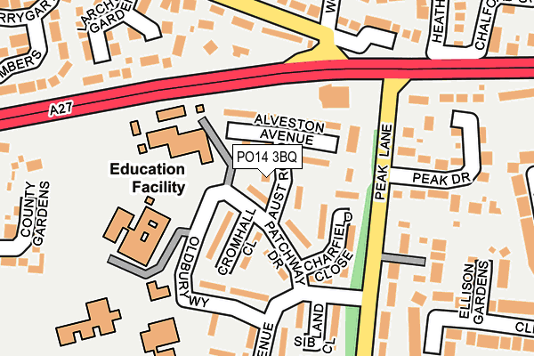 PO14 3BQ map - OS OpenMap – Local (Ordnance Survey)