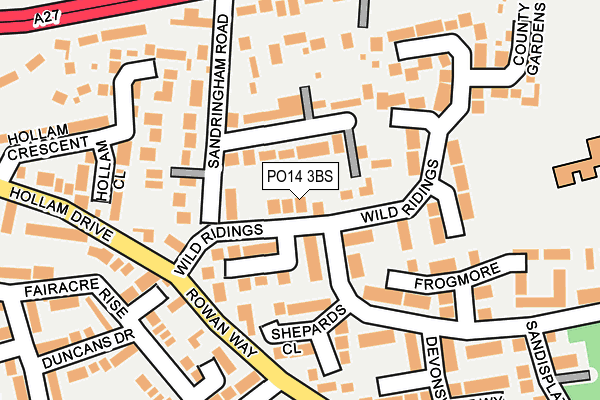 PO14 3BS map - OS OpenMap – Local (Ordnance Survey)