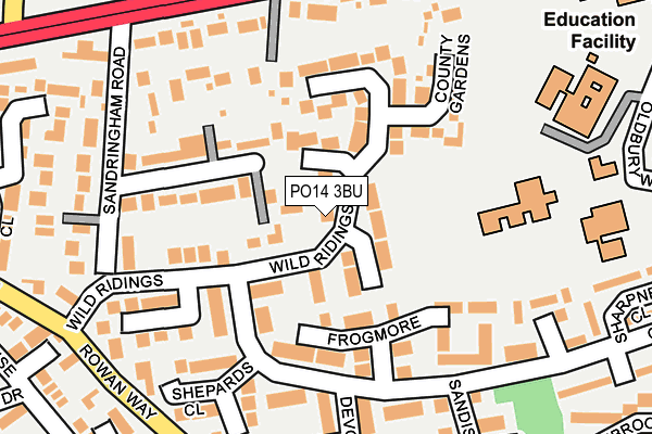 PO14 3BU map - OS OpenMap – Local (Ordnance Survey)