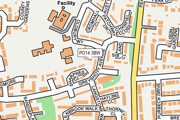 PO14 3BW map - OS OpenMap – Local (Ordnance Survey)