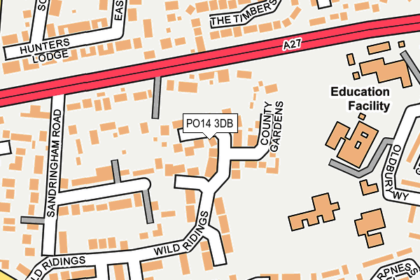 PO14 3DB map - OS OpenMap – Local (Ordnance Survey)