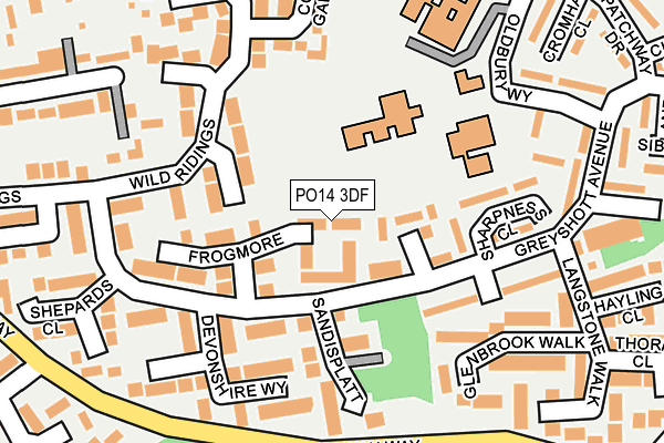 PO14 3DF map - OS OpenMap – Local (Ordnance Survey)