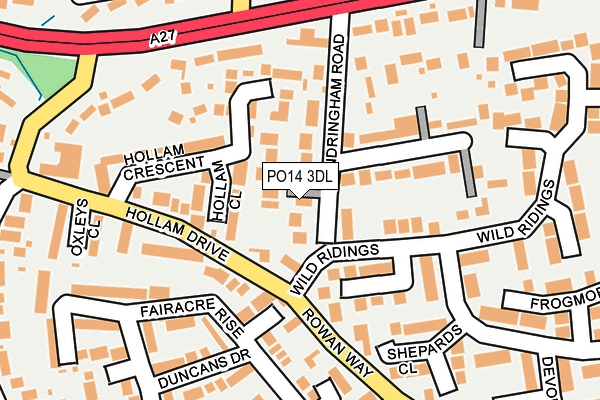 PO14 3DL map - OS OpenMap – Local (Ordnance Survey)