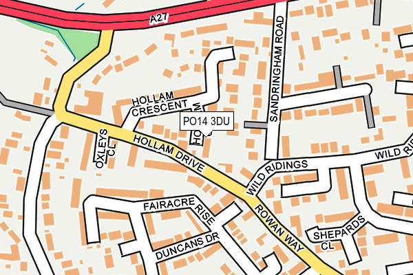 PO14 3DU map - OS OpenMap – Local (Ordnance Survey)