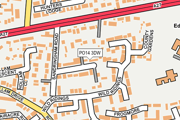 PO14 3DW map - OS OpenMap – Local (Ordnance Survey)