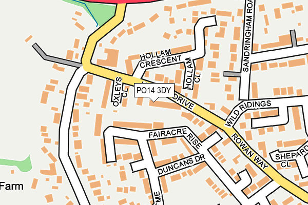 PO14 3DY map - OS OpenMap – Local (Ordnance Survey)