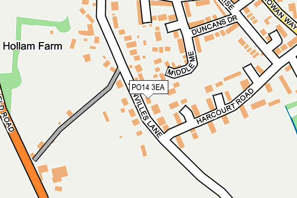 PO14 3EA map - OS OpenMap – Local (Ordnance Survey)