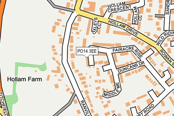 PO14 3EE map - OS OpenMap – Local (Ordnance Survey)