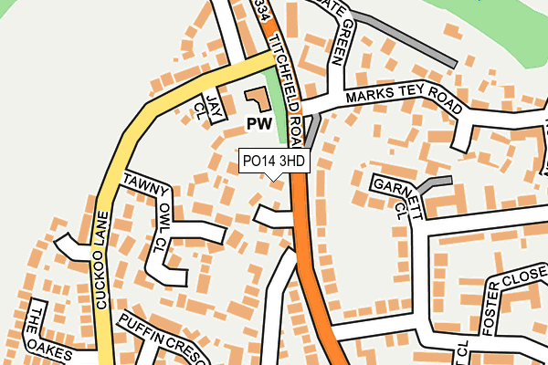 PO14 3HD map - OS OpenMap – Local (Ordnance Survey)