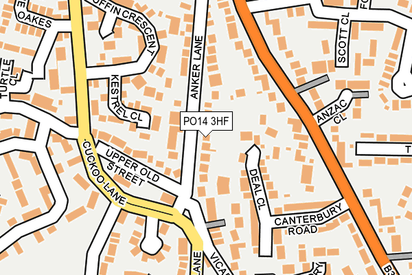 PO14 3HF map - OS OpenMap – Local (Ordnance Survey)